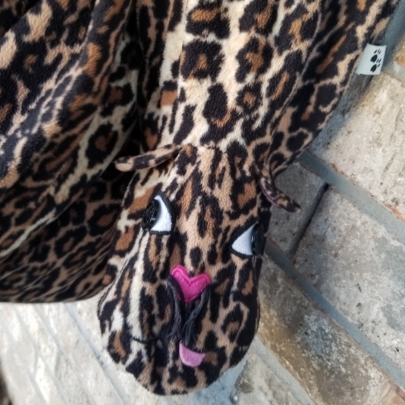 Nick&Nora LEOPARD OnePiece Fleece Footed Pajamas Sleeper (Med 8/10) Costume - Picture 7 of 10